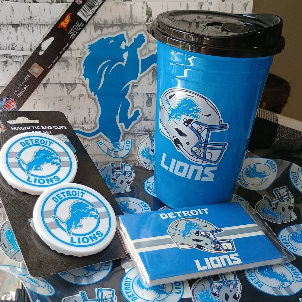 NFL Multi-Use Decal Set with Blue and White Lions Design